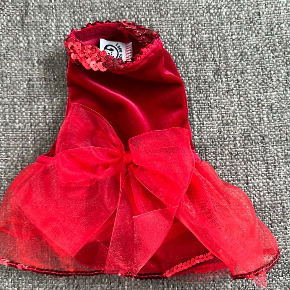 I See Spot Dog Size XS Red Velvet Sequin Holiday Tutu Dress 🎄